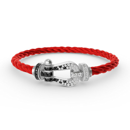 [LUCKY LOVE]FORCE LARGE HORSESHOE BLACK WHITE DIAMOND BRACELET SILVER