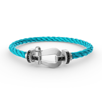 [LUCKY LOVE]FORCE LARGE HORSESHOE BLACK DIAMOND BRACELET SILVER