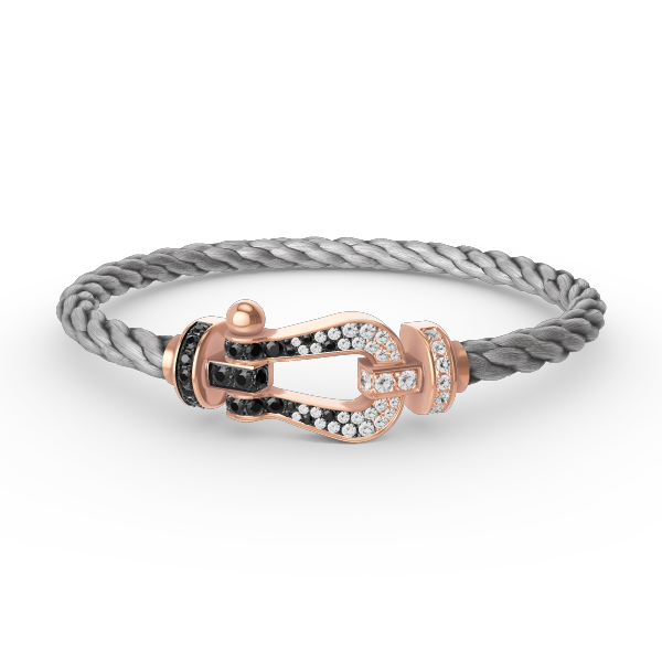 [LUCKY LOVE]FORCE LARGE HORSESHOE BLACK WHITE DIAMOND BRACELET ROSE GOLD