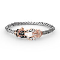 [LUCKY LOVE]FORCE LARGE HORSESHOE BLACK WHITE DIAMOND BRACELET ROSE GOLD