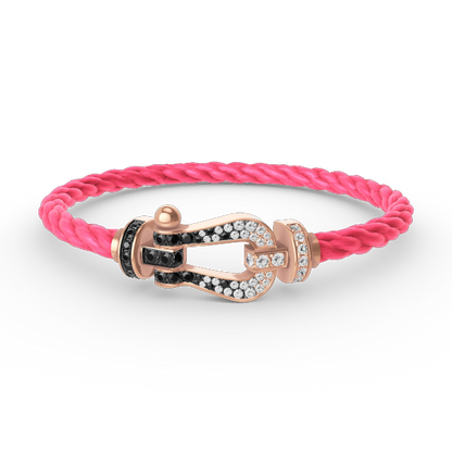 [LUCKY LOVE]FORCE LARGE HORSESHOE BLACK WHITE DIAMOND BRACELET ROSE GOLD