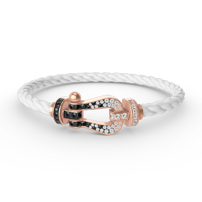 [LUCKY LOVE]FORCE LARGE HORSESHOE BLACK WHITE DIAMOND BRACELET ROSE GOLD