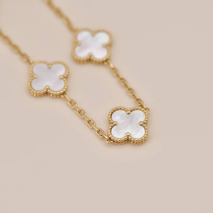 [LUCKY LOVE]CLOVER  5 MOTIF WHITE MOP BRACELET