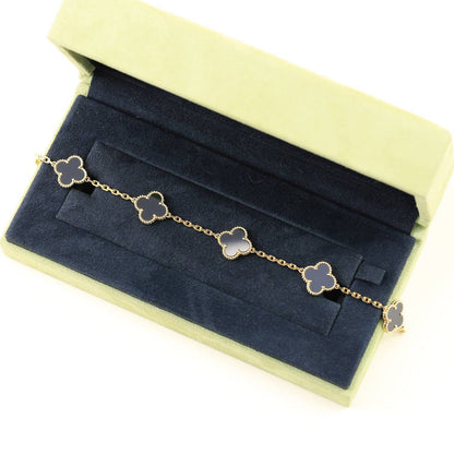 [LUCKY LOVE]CLOVER  5 MOTIFS BLACK ONYX BRACELET