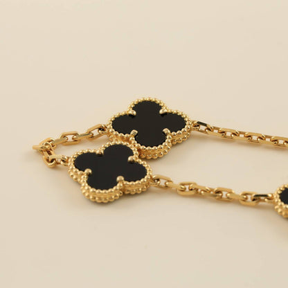 [LUCKY LOVE]CLOVER  5 MOTIFS BLACK ONYX BRACELET