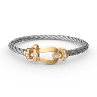 [LUCKY LOVE]FORCE LARGE HORSESHOE HALF DIAMOND BRACELET GOLD