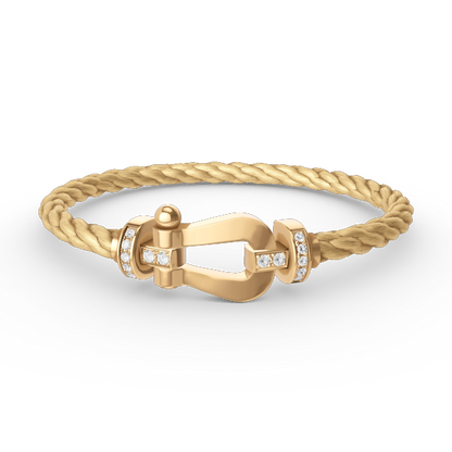 [LUCKY LOVE]FORCE LARGE HORSESHOE HALF DIAMOND BRACELET GOLD