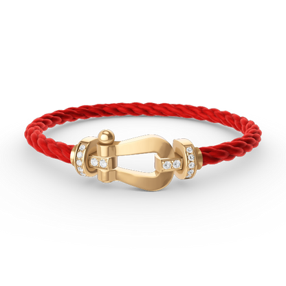 [LUCKY LOVE]FORCE LARGE HORSESHOE HALF DIAMOND BRACELET GOLD