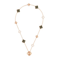 [LUCKY LOVE]DETACHABLE CLOVER 15(11+4) FLOWER ROSE GOLD NECKLACE SET