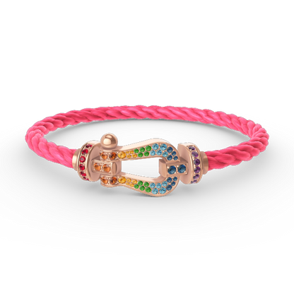 [LUCKY LOVE]FORCE LARGE HORSESHOE  COLORED DIAMOND BRACELET ROSE GOLD