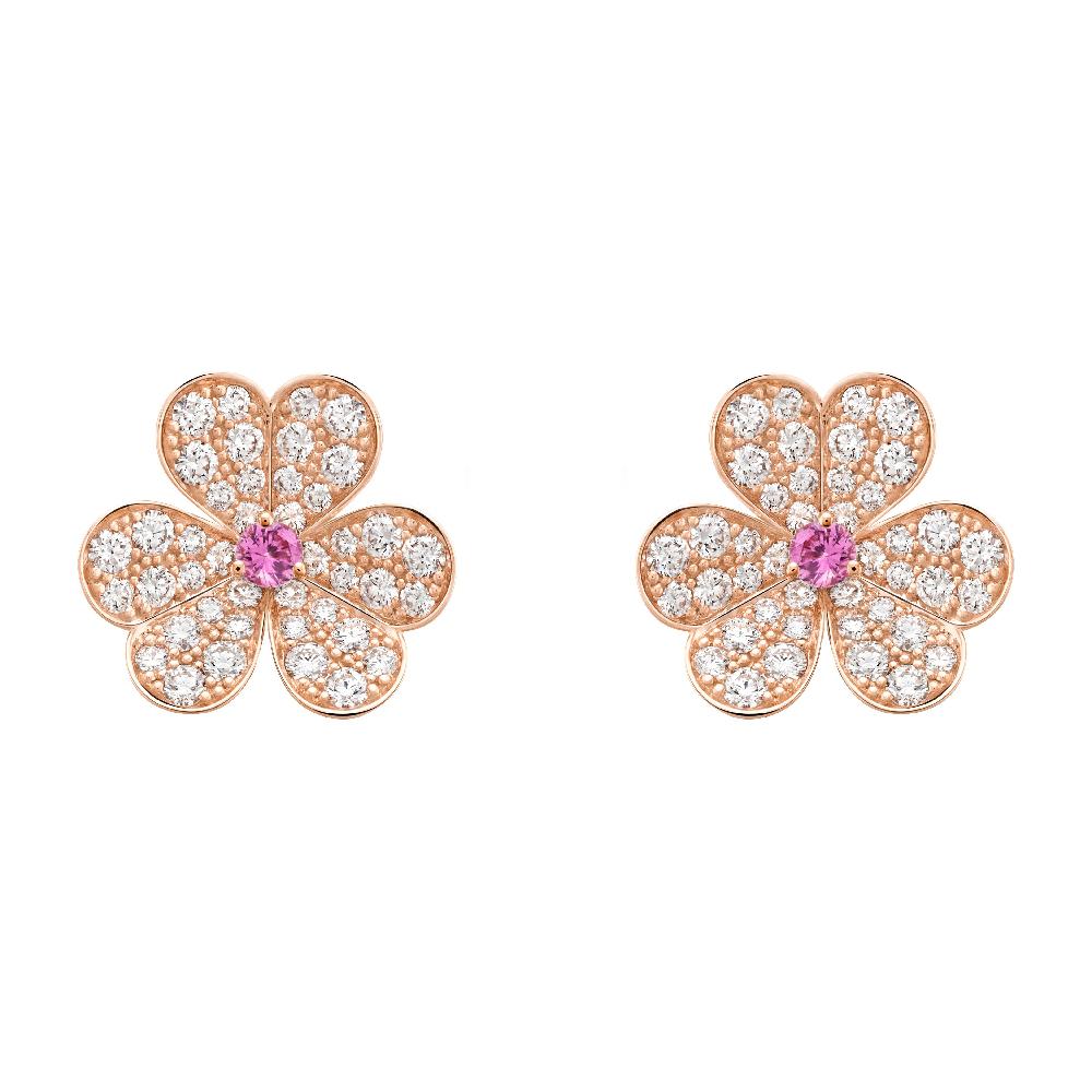 [LUCKY LOVE]FRIVOLE PINK GOLD FLOWER DIAMOND EARRINGS