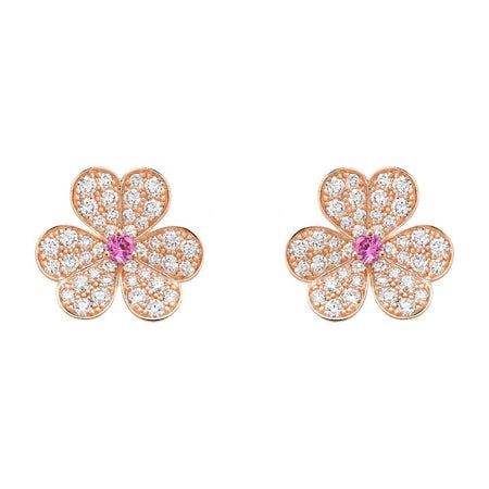 [LUCKY LOVE]FRIVOLE PINK GOLD FLOWER DIAMOND EARRINGS