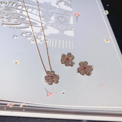 [LUCKY LOVE]FRIVOLE PINK GOLD FLOWER DIAMOND EARRINGS