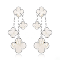 [LUCKY LOVE]CLOVER EARRINGS WHITE MOP 4 MOTIFS SILVER
