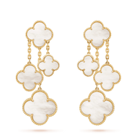 [LUCKY LOVE]CLOVER EARRINGS WHITE MOP 4 MOTIFS GOLD
