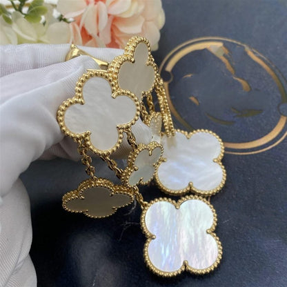 [LUCKY LOVE]CLOVER EARRINGS WHITE MOP 4 MOTIFS GOLD