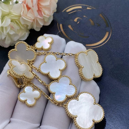 [LUCKY LOVE]CLOVER EARRINGS WHITE MOP 4 MOTIFS GOLD