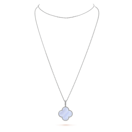 [LUCKY LOVE]CLOVER SILVER CHALCEDONY BIG CLOVER NECKLACE