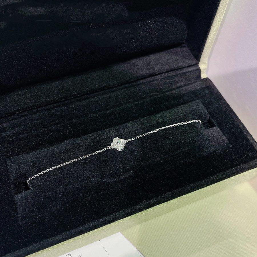 [LUCKY LOVE]CLOVER  SINGLE FLOWER BRACELET SILVER