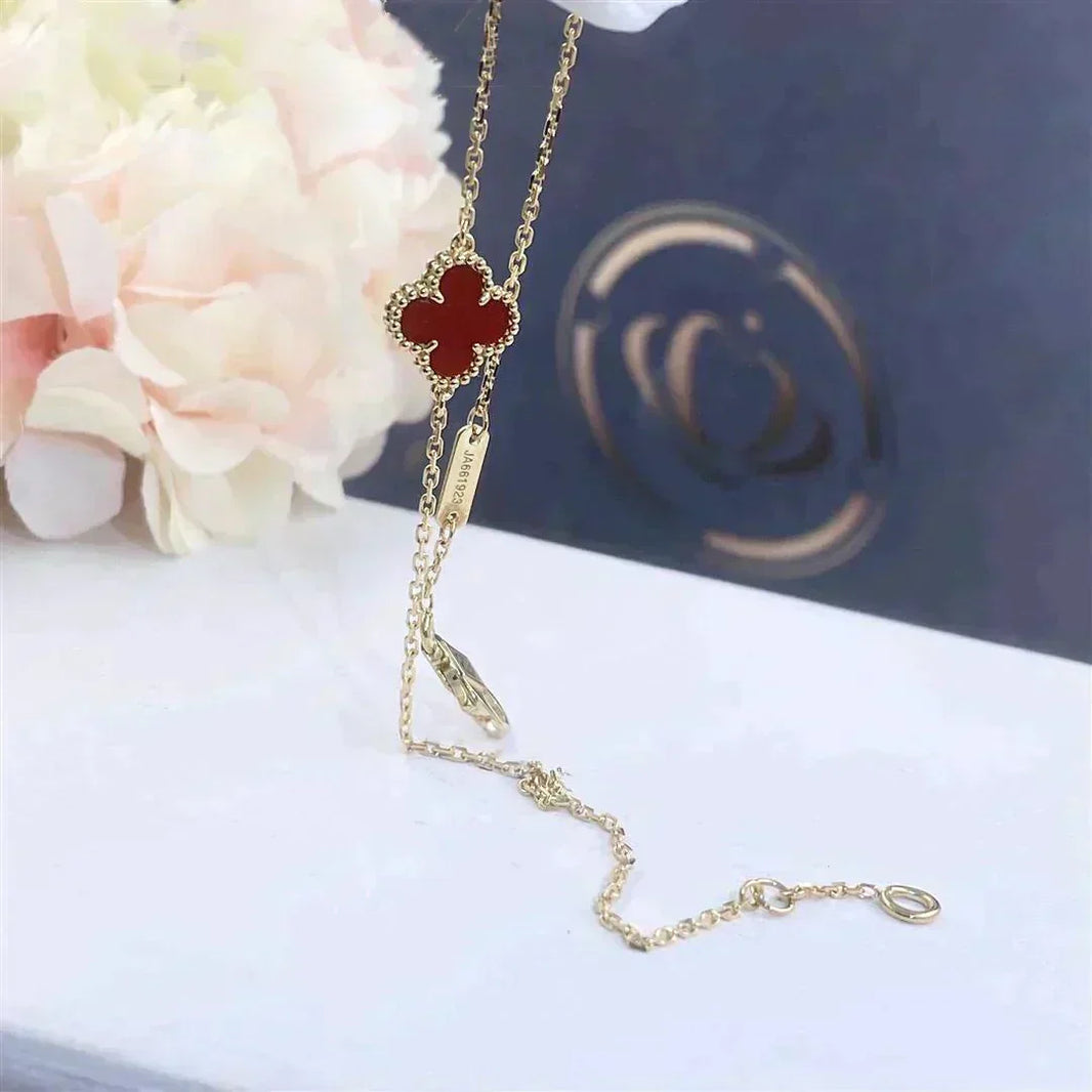 [LUCKY LOVE]CLOVER  CARNELIAN SINGLE FLOWER BRACELET