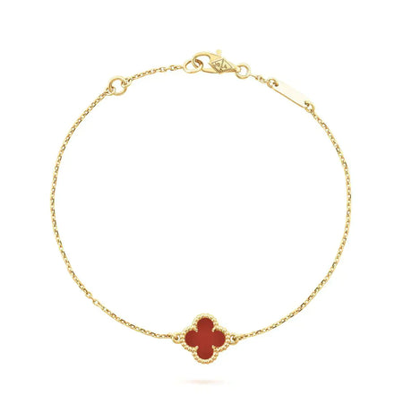 [LUCKY LOVE]CLOVER  CARNELIAN SINGLE FLOWER BRACELET
