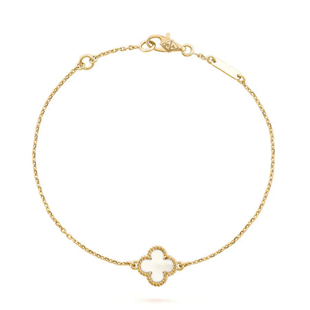 [LUCKY LOVE]CLOVER WHITE MOP SINGLE FLOWER BRACELET
