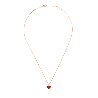 [LUCKY LOVE]SWEET CLOVER CARNELIAN HEART NECKLACE