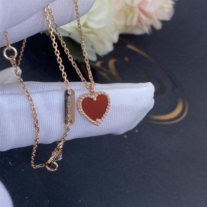 [LUCKY LOVE]SWEET CLOVER CARNELIAN HEART NECKLACE