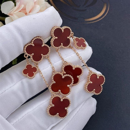 [LUCKY LOVE]CLOVER EARRINGS CARNELIAN 4 MOTIFS PINK GOLD