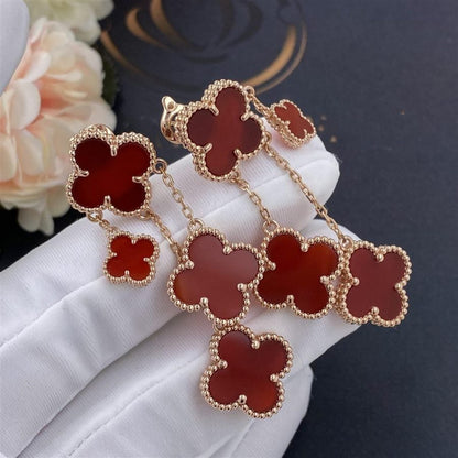 [LUCKY LOVE]CLOVER EARRINGS CARNELIAN 4 MOTIFS PINK GOLD