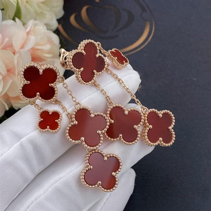 [LUCKY LOVE]CLOVER EARRINGS CARNELIAN 4 MOTIFS PINK GOLD