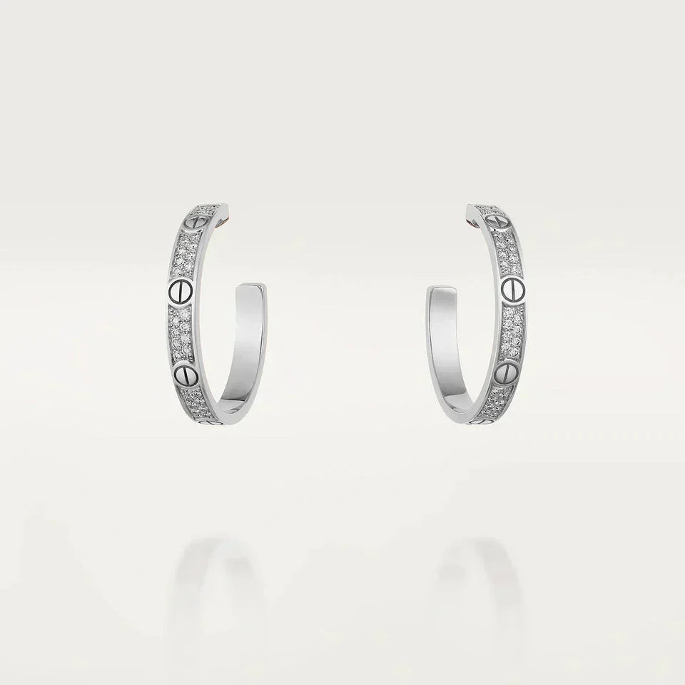 [LUCKY LOVE]LOVE DIAMOND SILVER HOOP EARRINGS