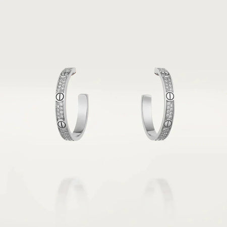 [LUCKY LOVE]LOVE DIAMOND SILVER HOOP EARRINGS