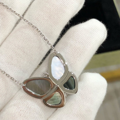 [LUCKY LOVE]LARGE BUTTERFLY SILVER PENDANT DIAMOND NECKLACE