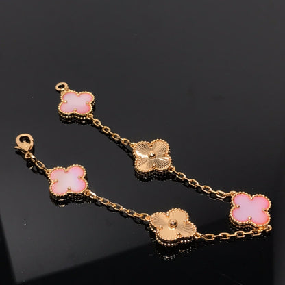 [LUCKY LOVE]CLOVER BRACELET 5 MOTIF PINK AND ROSE GOLD