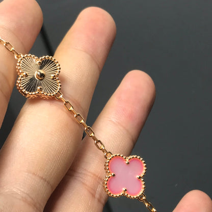 [LUCKY LOVE]CLOVER BRACELET 5 MOTIF PINK AND ROSE GOLD