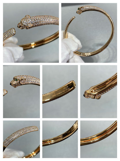 [LUCKY LOVE]PANTHERE FULL DIAMOND OPEN BRACELET