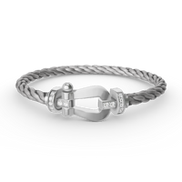 [LUCKY LOVE]FORCE LARGE HORSESHOE HALF DIAMOND BRACELET SILVER