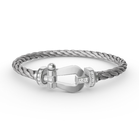 [LUCKY LOVE]FORCE LARGE HORSESHOE HALF DIAMOND BRACELET SILVER