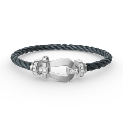 [LUCKY LOVE]FORCE LARGE HORSESHOE HALF DIAMOND BRACELET SILVER
